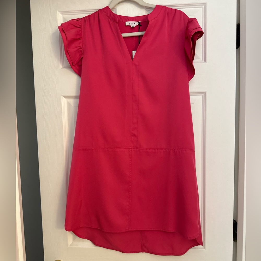 THML Pink ruffle sleeve shift dress size S NWT